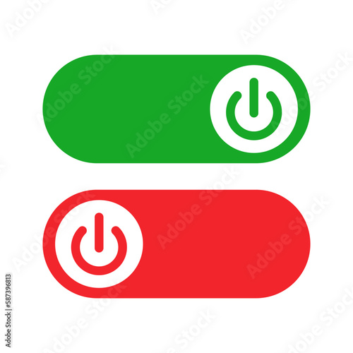 Power on and power off slider switch icon set. Vector.