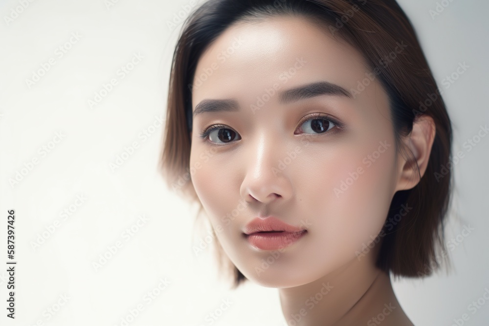 Beautiful young Asian woman with clean fresh skin isolated on white background, Face care, Facial treatment, Cosmetology, beauty and spa, Asian women portrait generative ai Beautiful young Asian woman with clean fresh skin isolated on white background, Face care, Facial treatment, Cosmetology, beauty and spa, Asian women portrait generative ai