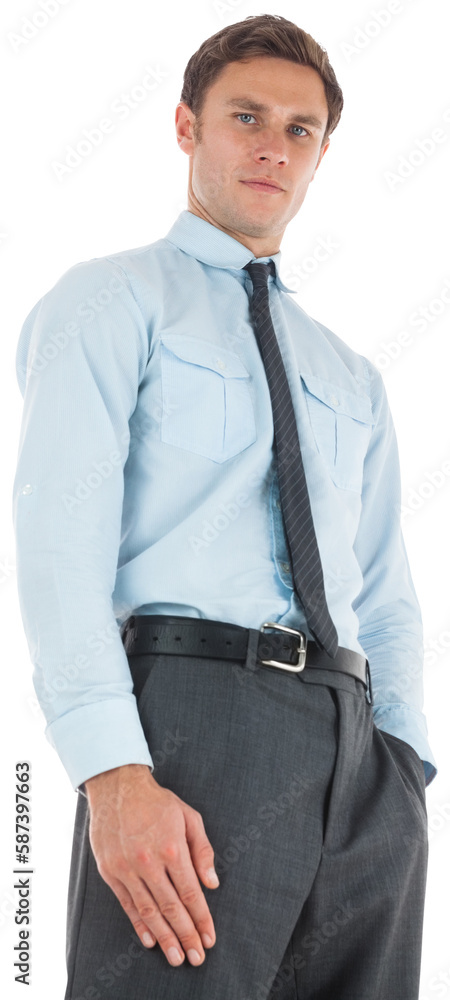 Serious businessman standing with hand in pocket Serious businessman standing with hand in pocket