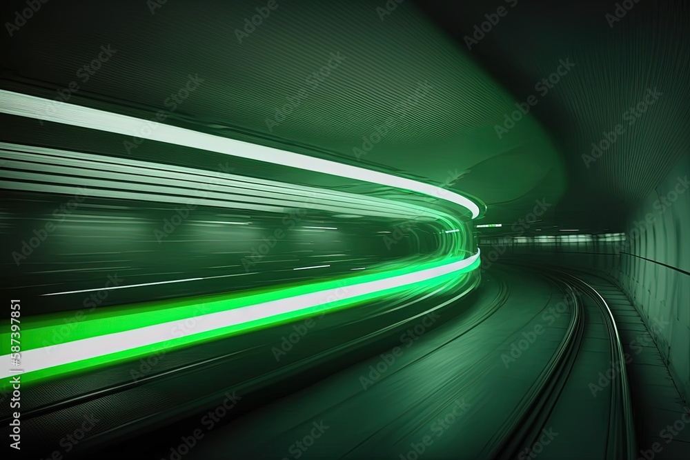 Subway metro station. Train in fast speed. Generative Ai Subway metro station. Train in fast speed. Generative Ai
