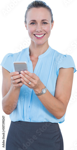 Smiling businesswoman using her smartphone © vectorfusionart