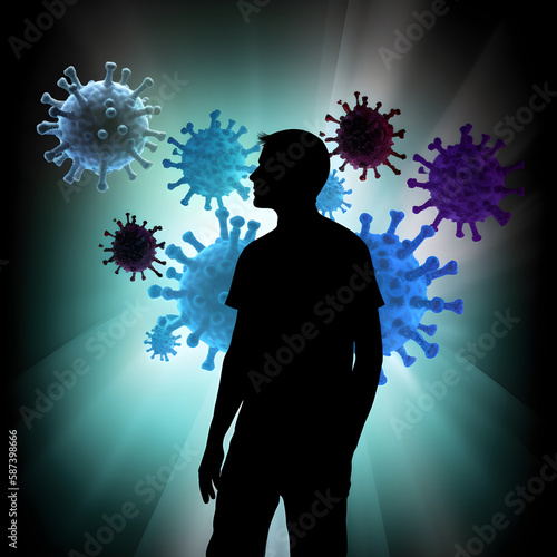 Coronavirus concept, fear of disease, abstract generative AI. photo