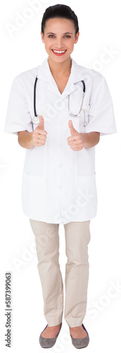 Pretty nurse giving thumbs up