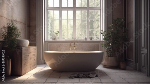 3d render of a bathroom created with Generative AI technology.