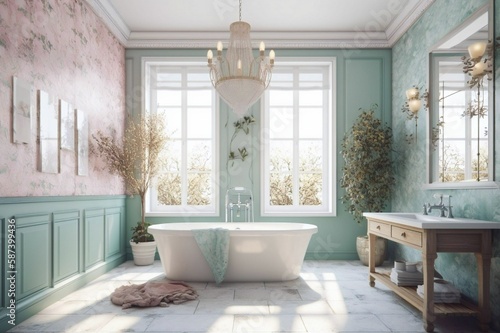 3d render of a bathroom created with Generative AI technology.