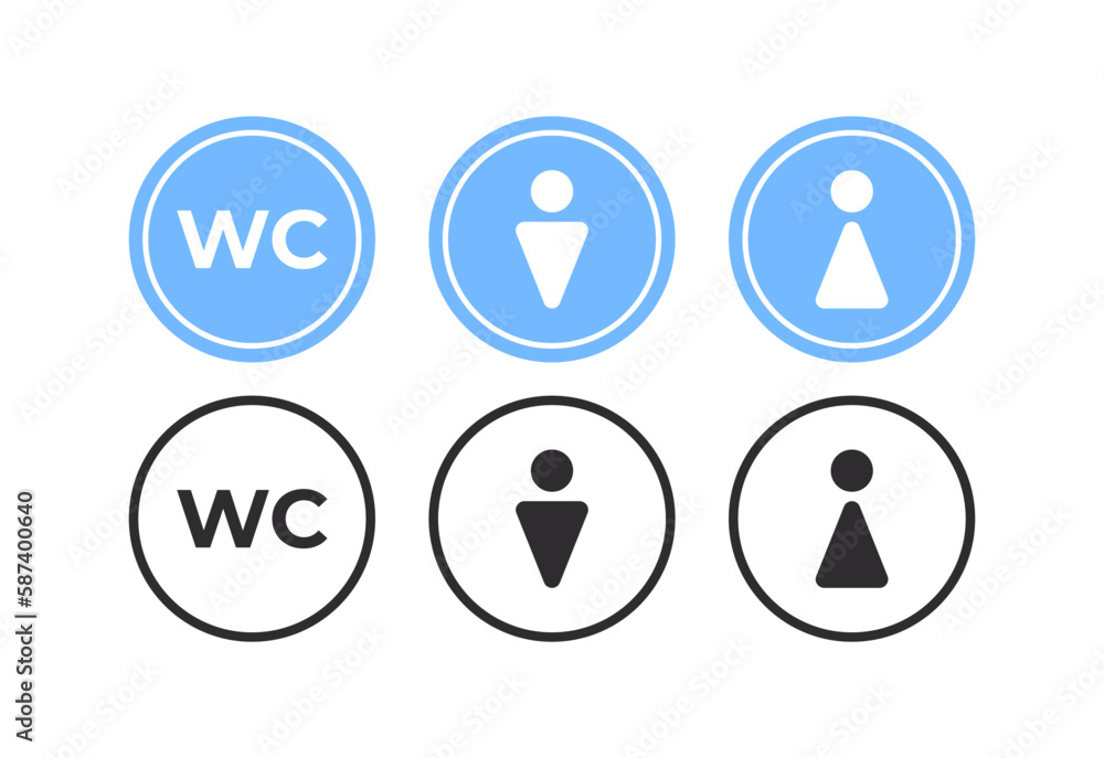 Round restroom icons. Water closet. Bathroom signs. Vector scalable graphics Round restroom icons. Water closet. Bathroom signs. Vector scalable graphics