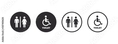 Restroom icons. Girls and boys restrooms sign and symbol. Bathroom sign. Vector scalable graphics