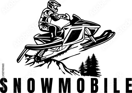 Photos snowmobile trails logo design vector