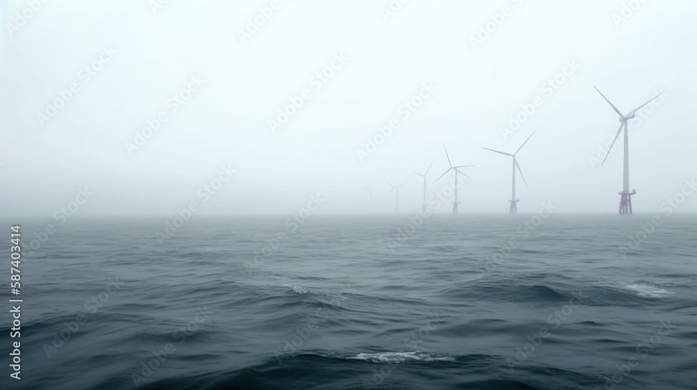 Fototapeta premium Offshore Wind turbines in the ocean