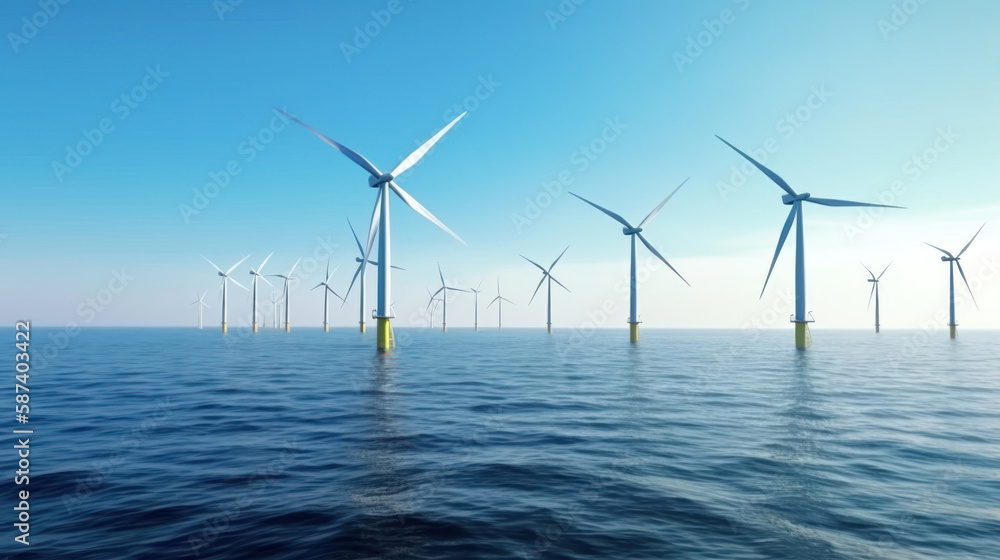 Offshore Wind turbines in the ocean