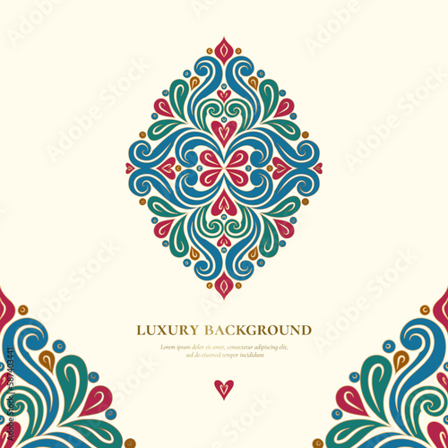 Luxury pattern on a white background. Vector mandala template. Golden design elements. Traditional Turkish, Indian motifs. Great for fabric and textile, wallpaper, packaging or any desired idea.