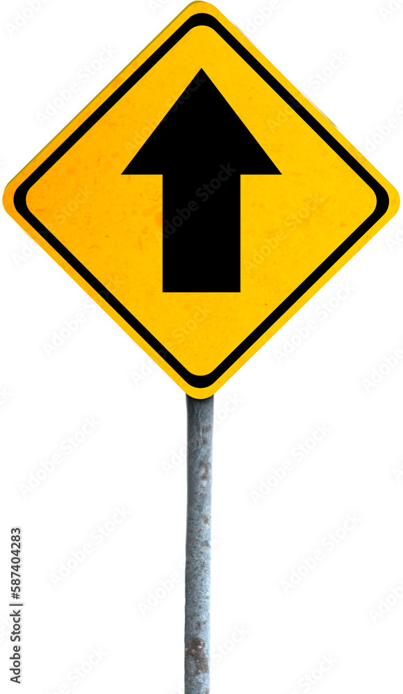 Traffic arrow sign against white background Traffic arrow sign against white background