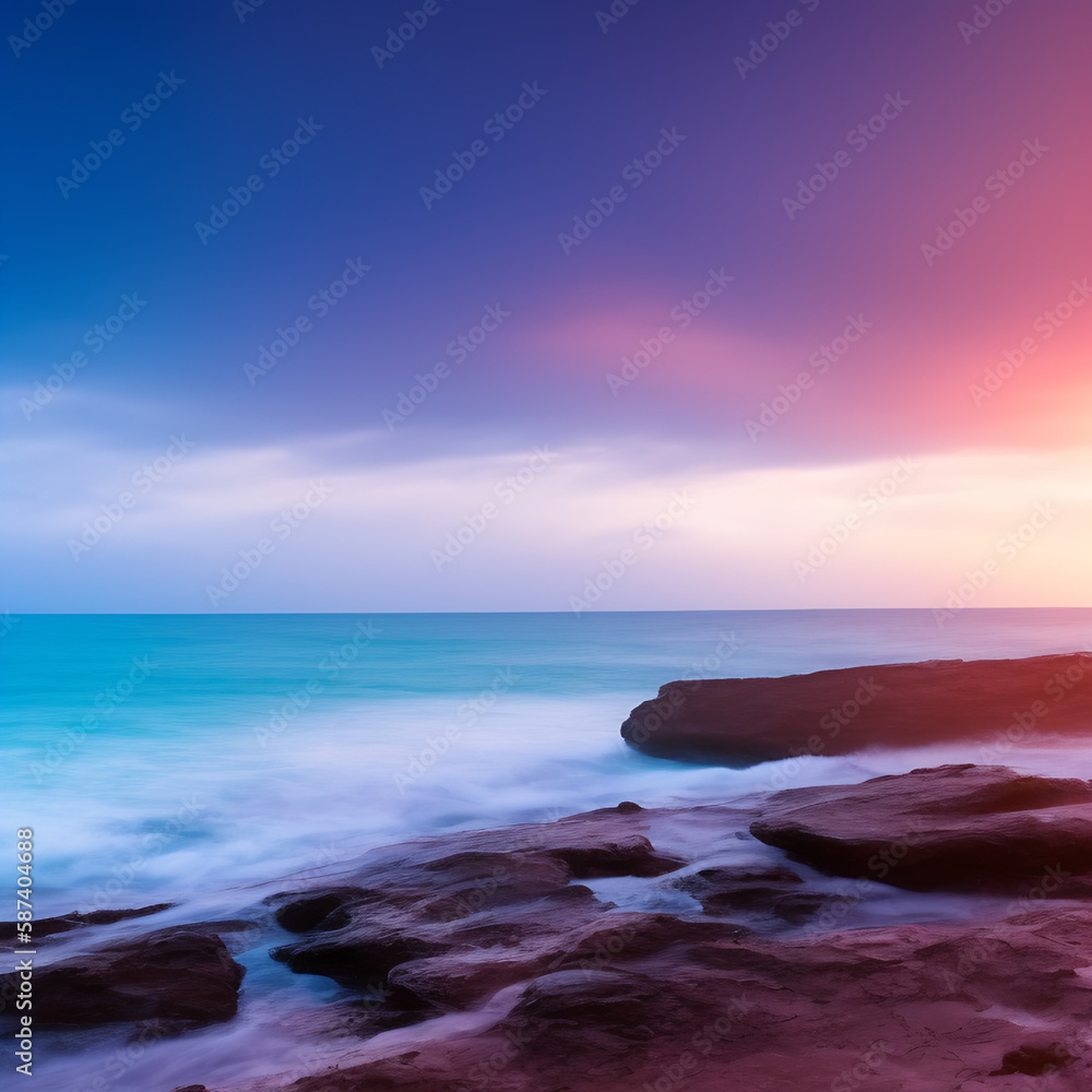 Beautiful sea landscape, in a nature background with sunlight rays