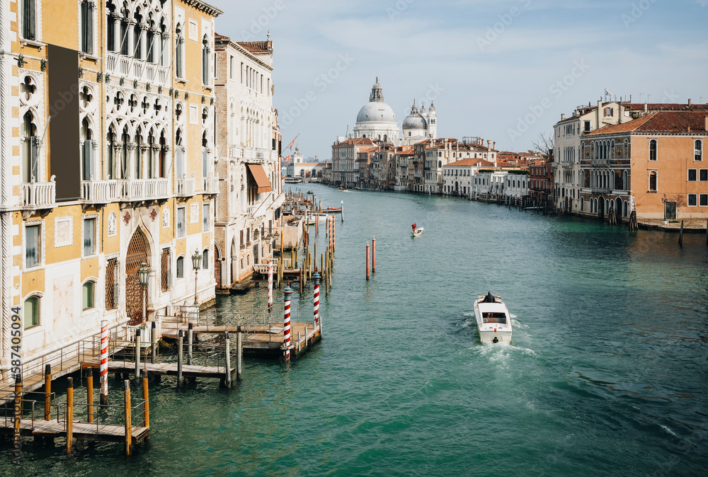 View from the Ponte dell'Accademia Bridge in Venice, Italy.