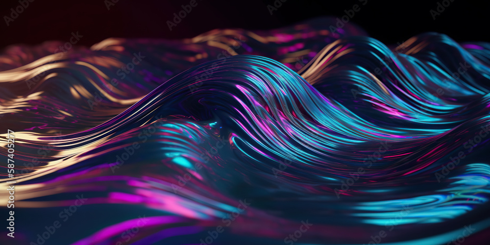 3d rendering, abstract ultraviolet background, holographic foil ...