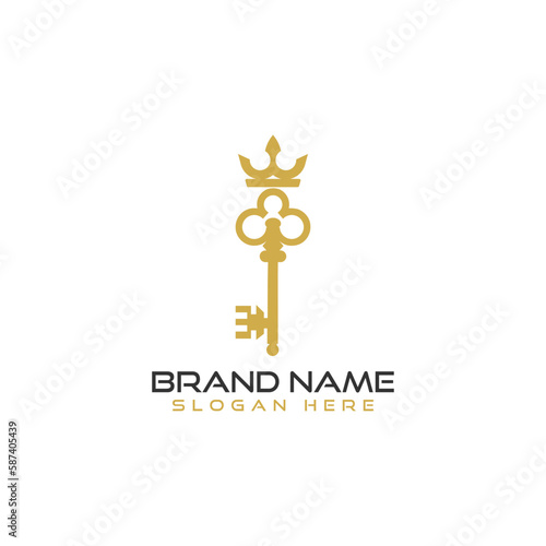 Royal king key crown logo icon isolated on white background