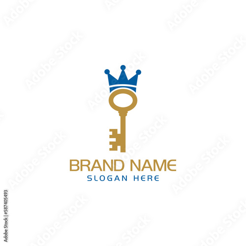 Royal king key crown logo icon isolated on white background