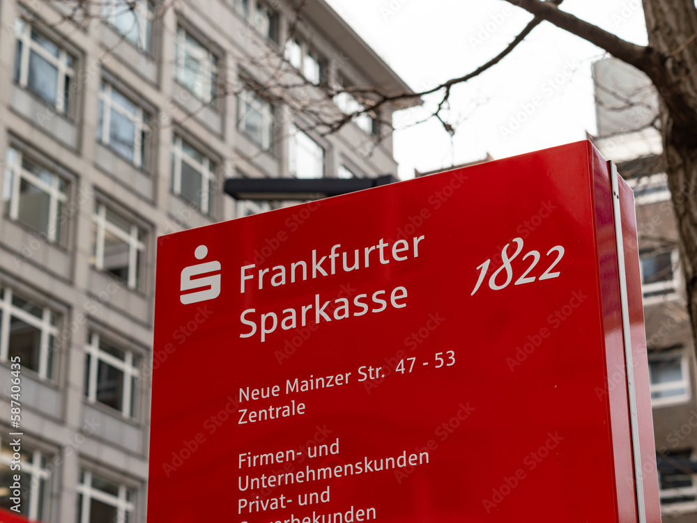 FRANKFURT, GERMANY 20. March 2023 Entrance sign of the Frankfurter