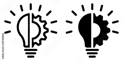 ofvs345 OutlineFilledVectorSign ofvs - innovation vector icon . light bulb sign . gear . idea . isolated transparent . black outline and filled version . AI 10 / EPS 10 / PNG . g11685