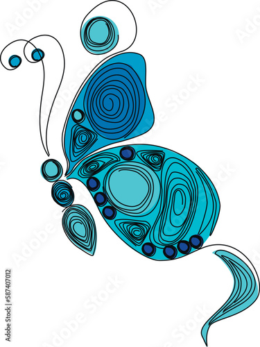 Butterfly quilling. Figure butterflies black and white. Butterfly in paper technology quilling