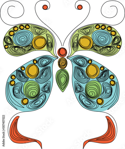 Butterfly quilling. Figure butterflies black and white. Butterfly in paper technology quilling