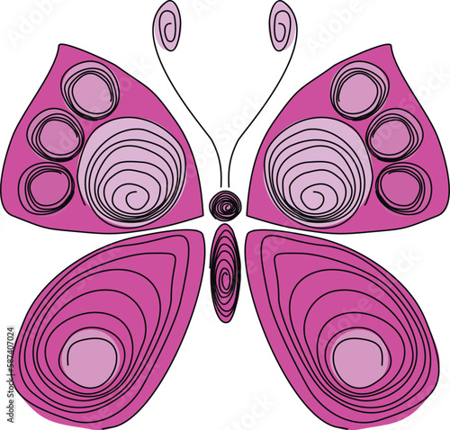 Butterfly quilling. Figure butterflies black and white. Butterfly in paper technology quilling