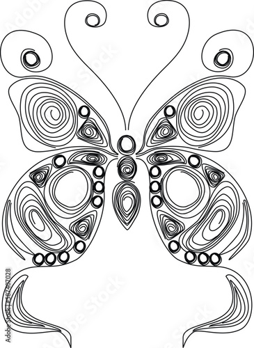 Butterfly quilling. Figure butterflies black and white. Butterfly in paper technology quilling