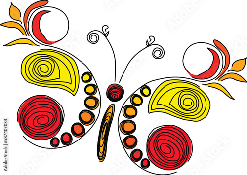 Butterfly quilling. Figure butterflies black and white. Butterfly in paper technology quilling