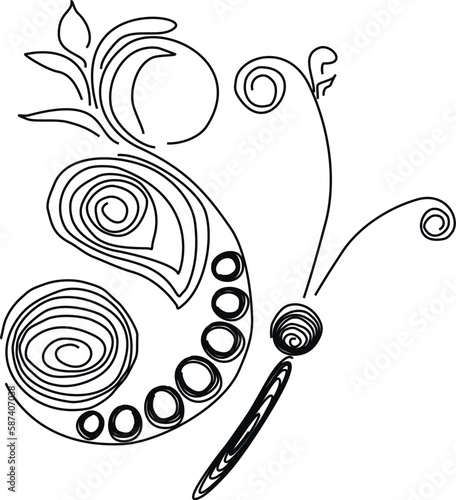 Butterfly quilling. Figure butterflies black and white. Butterfly in paper technology quilling