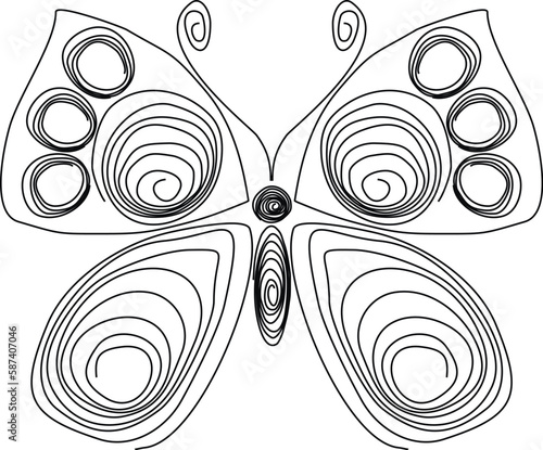 Butterfly quilling. Figure butterflies black and white. Butterfly in paper technology quilling