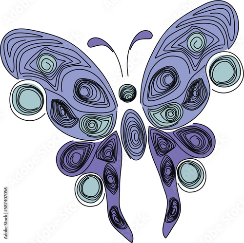 Butterfly quilling. Figure butterflies black and white. Butterfly in paper technology quilling