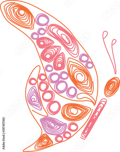 Butterfly quilling. Figure butterflies black and white. Butterfly in paper technology quilling