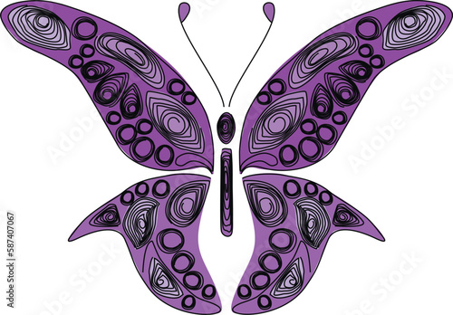 Butterfly quilling. Figure butterflies black and white. Butterfly in paper technology quilling