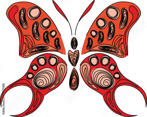 Butterfly quilling. Figure butterflies black and white. Butterfly in paper technology quilling