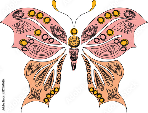 Butterfly quilling. Figure butterflies black and white. Butterfly in paper technology quilling