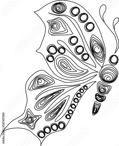 Butterfly quilling. Figure butterflies black and white. Butterfly in paper technology quilling