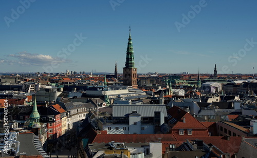 Blick vom Runden Turm auf Kopenhagen, in Bildmitte die Nikolaikirche