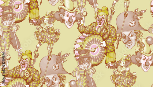  Pattern dedicated to vintage circus. Suitable for fabric, wrapping paper, oilcloth and more..