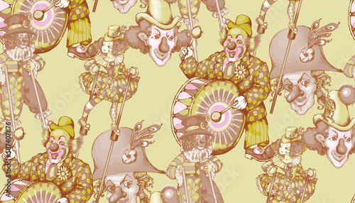  Pattern dedicated to vintage circus. Suitable for fabric, wrapping paper, oilcloth and more.. photo