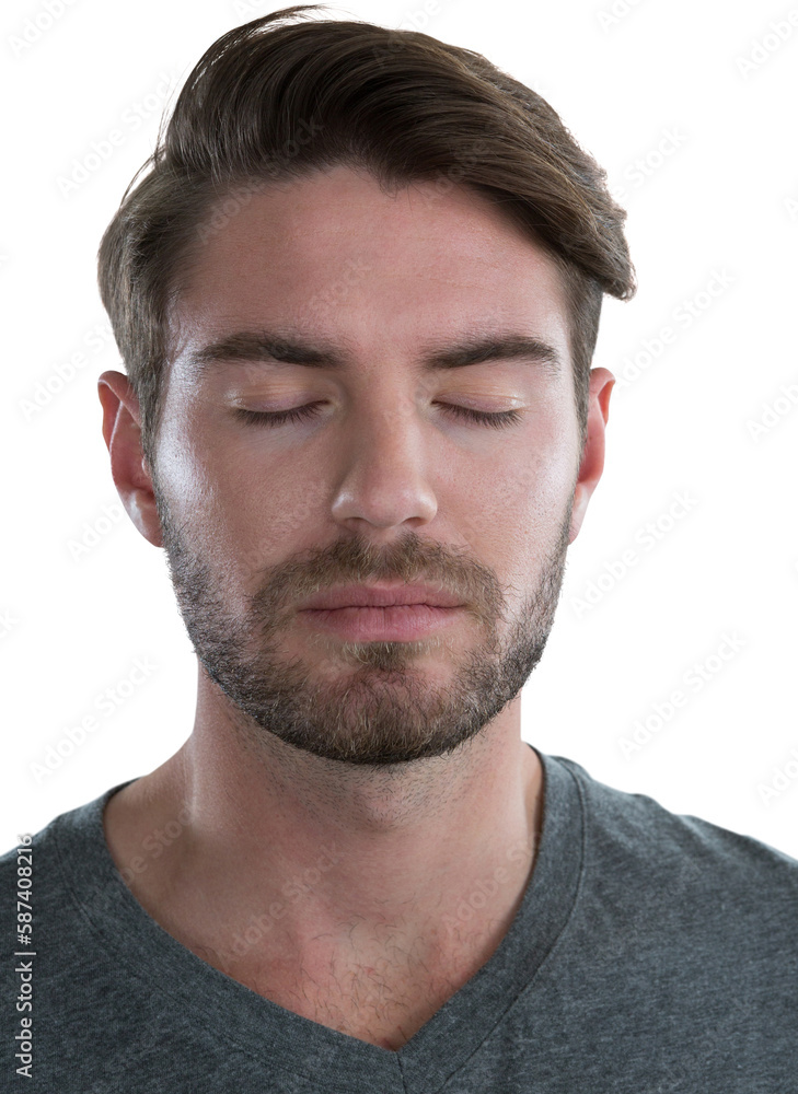 Fototapeta premium Man standing with eyes closed