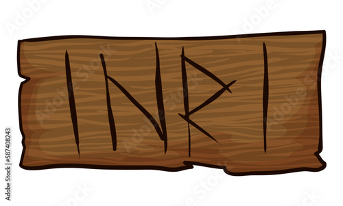 Wooden sign with the inscription INRI in cartoon style, Vector illustration photo