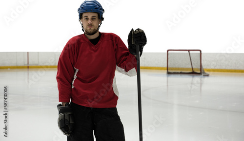 Canvas Print Portrait of ice hockey player at rink