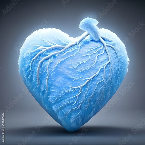 Blue heart in the snow