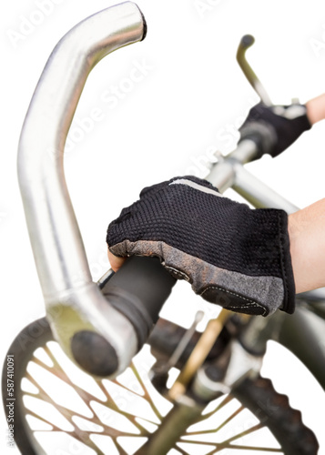 Close-up of person riding bicycle 