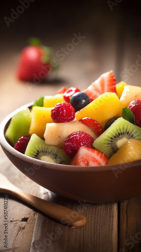 A Bowl with Delicious Fruit Salad