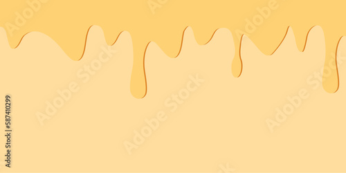 Cake texsture horizontal banner. Biscuit seamless pattern with creamy glaze. Panettone border with spreading sweet cream. Vector design template for banner, poster, flyer, postcard, cover,advertising