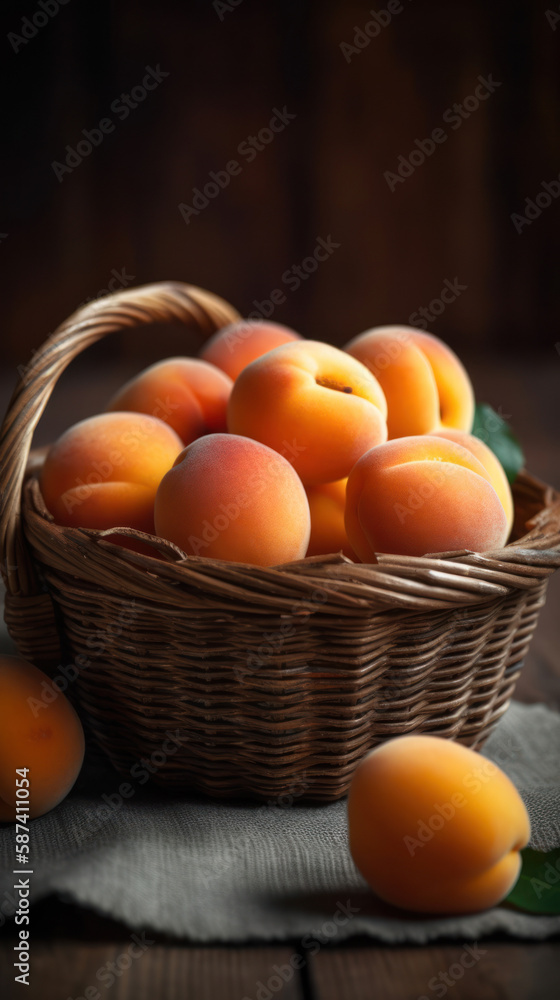 Ripe Apricots a in Fletched Bowl Ripe Apricots a in Fletched Bowl