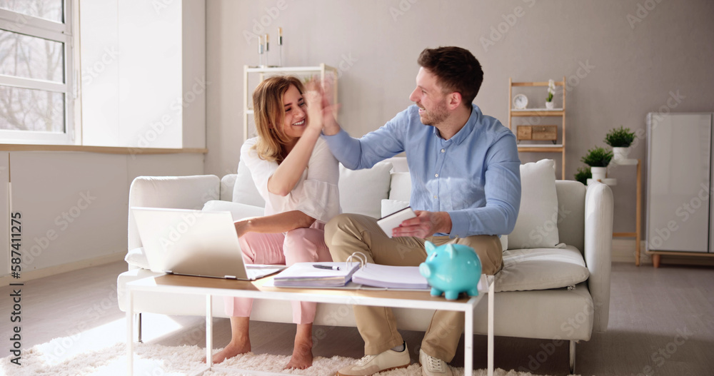 Fototapeta premium Couple Doing Taxes And Family Budget
