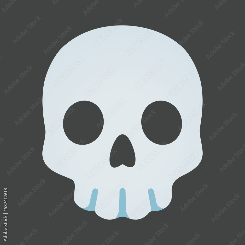 Fototapeta premium Skull vector icon. Isolated human skull with large, black eye sockets. Death sign.