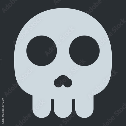 Fototapeta Naklejka Na Ścianę i Meble -  Skull vector icon. Isolated human skull with large, black eye sockets. Death sign.